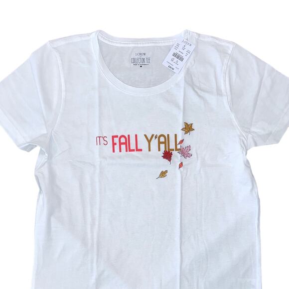 NWT J. Crew White "It's Fall Y'All" Everyday Crewneck Tee - Picture 4 of 12